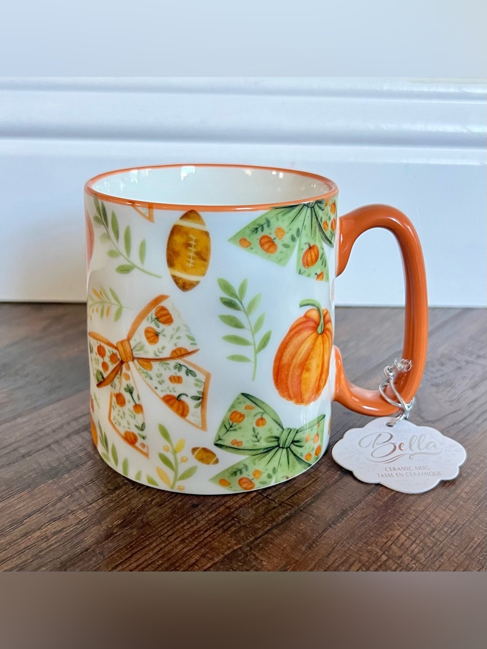 10 STRAWBERRY STREET New Fall Autumn Halloween Coffee Mug Pumpkins Football Bows